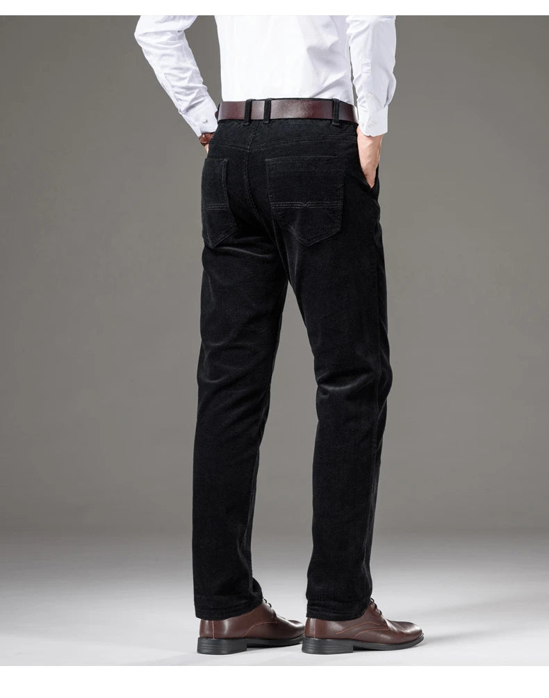 Corduroy Men's Business Casual Pants Fashion Comfortable Khaki Slim Straight Trousers Classic Male Brand Clothing Pants