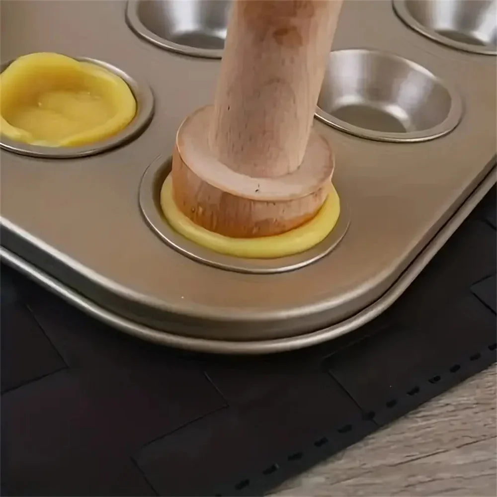 Premium Wooden Egg Tart Mold Double Side Tart Tamper Pastry Shaped Pusher For Baking Eggtart Pies Cake Kitchen Gadgets Tools