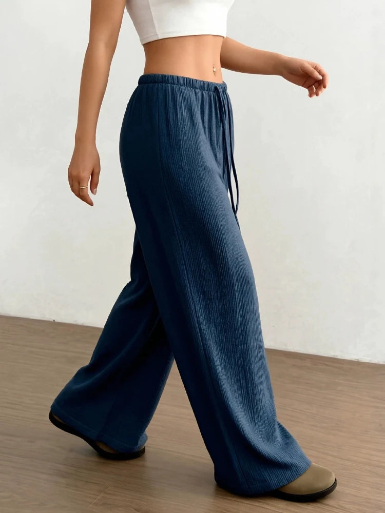 Summer Thin Texture Loose Pants Women High Waist Wide Leg Pants Women Casual Lazy Style Comfortable Breathable Trousers Women