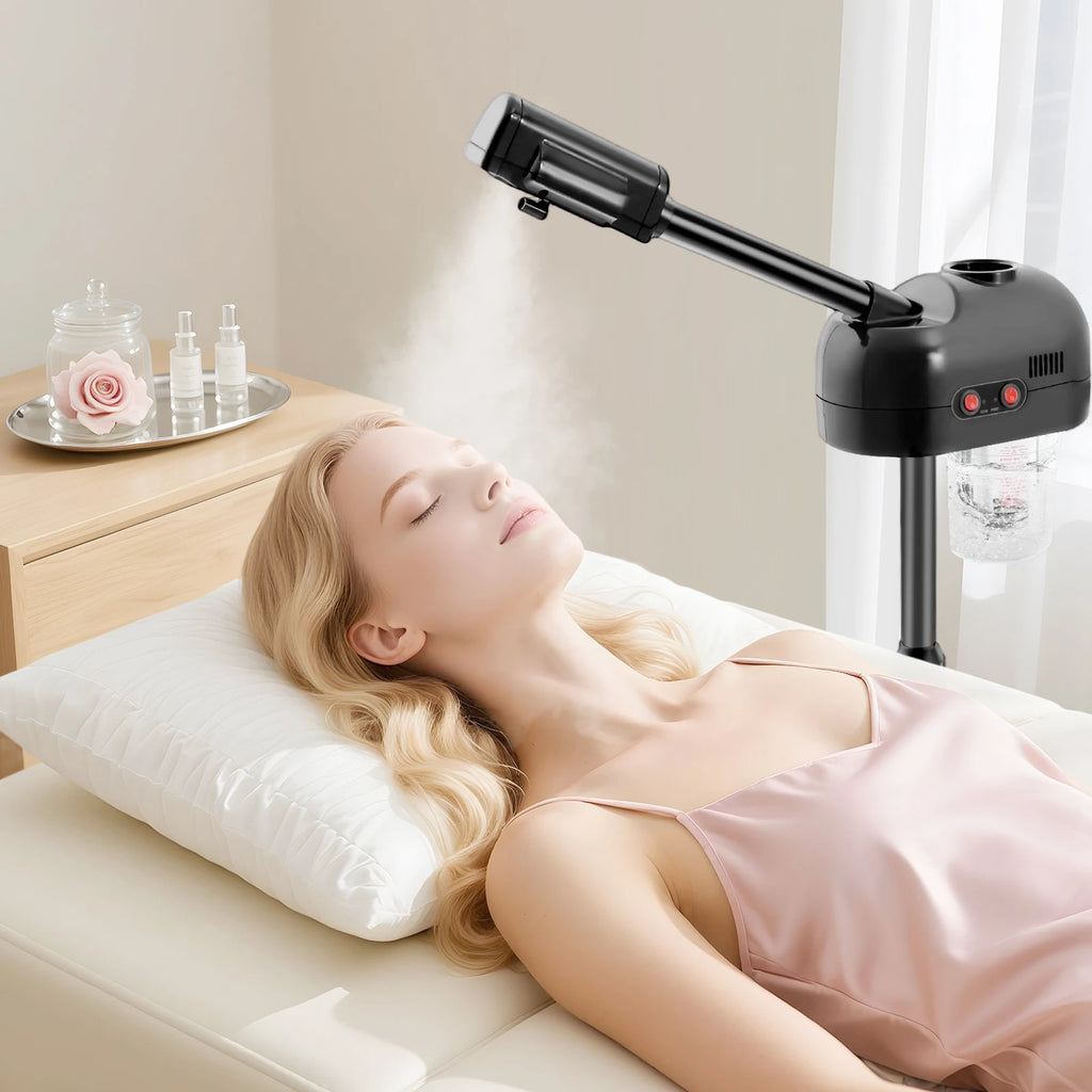 750ml Ozone Facial Steamer Height Adjustable Sprayer 360° Rotatable Movable Skin Care Equipment for Salon Beauty Spa White/Black