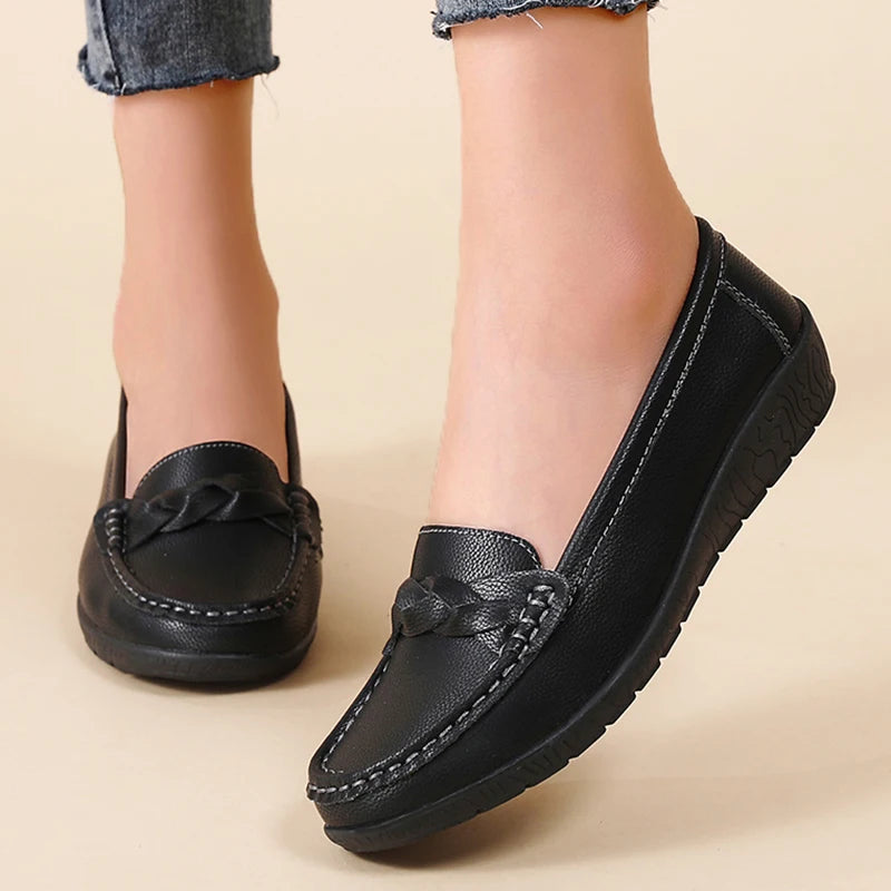 Genuine Leather Fashion Women Flats Outdoor Ballet Flats Moccasins Women's Shoes Retro Women Shoe Oxford Plus Size Zapatos Mujer