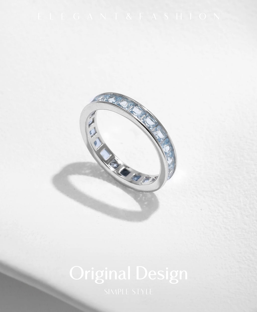 MODIAN 925 Sterling Silver Luxury Square Zirconia Finger Ring Fashion Stackable Eternity Band Rings For Women Fine Jewelry