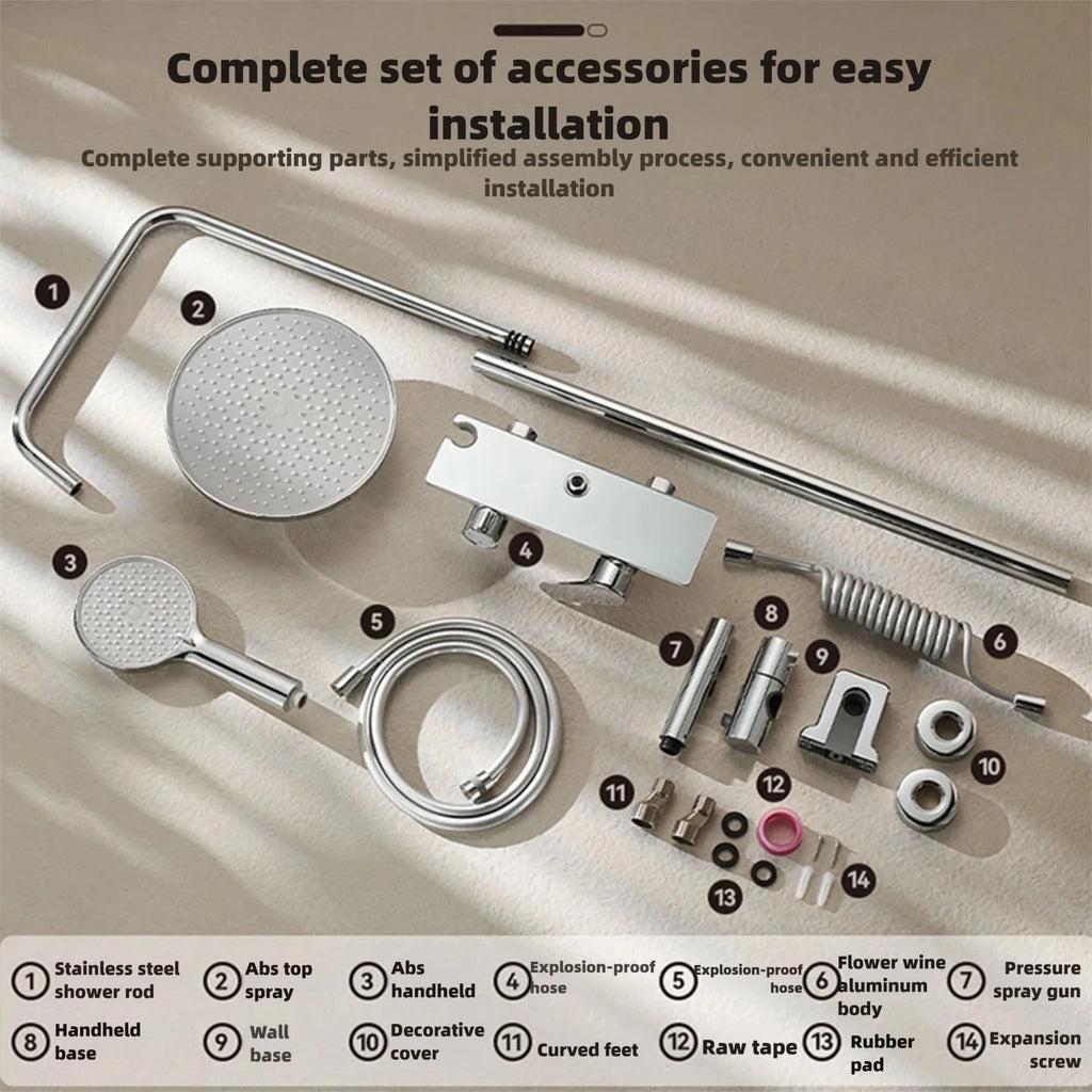 Modern Various Bathroom Shower Set Wall Mounted Aluminum Rainfall Shower Faucet Set Bathtub Showers Full Kit