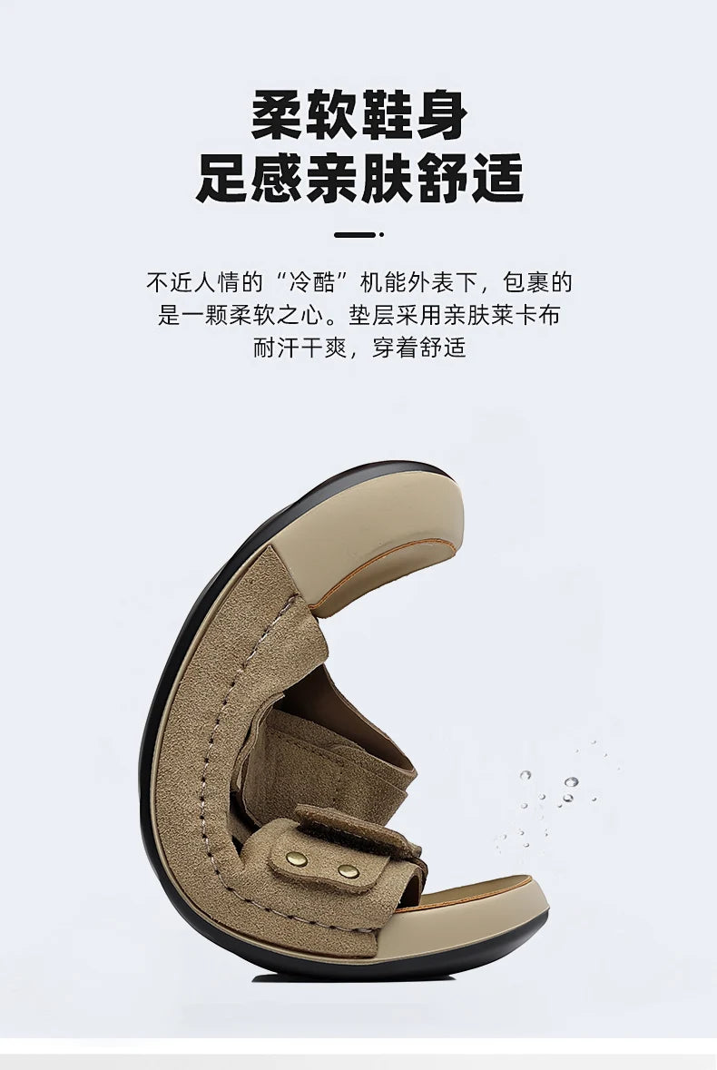 2026 Mens Sandals Slip On Leather Casual Couple Shoes For Men Soft Comfortable Mens Summer Shoes Handmade Men Outdoor Slippers