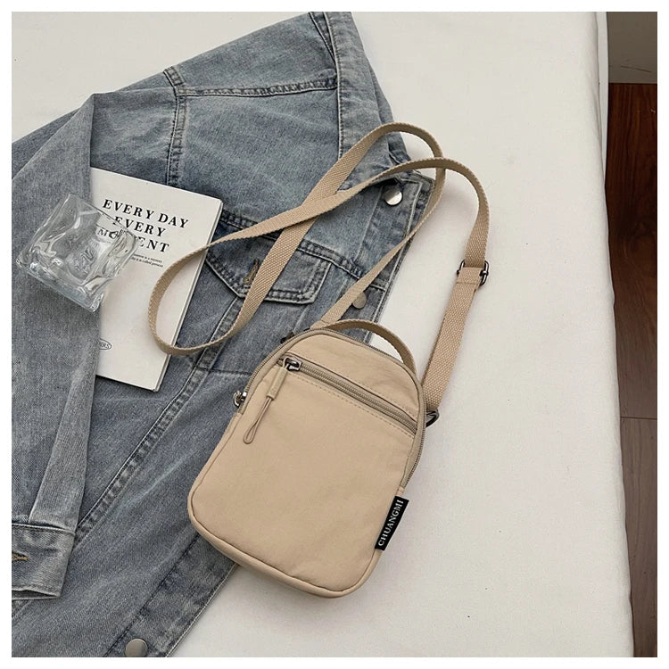 Casual Oxford Fabric Mobile Phone Bag Women's Crossbody Bag Lightweight Trendy Single Shoulder Canvas Bag for Walking