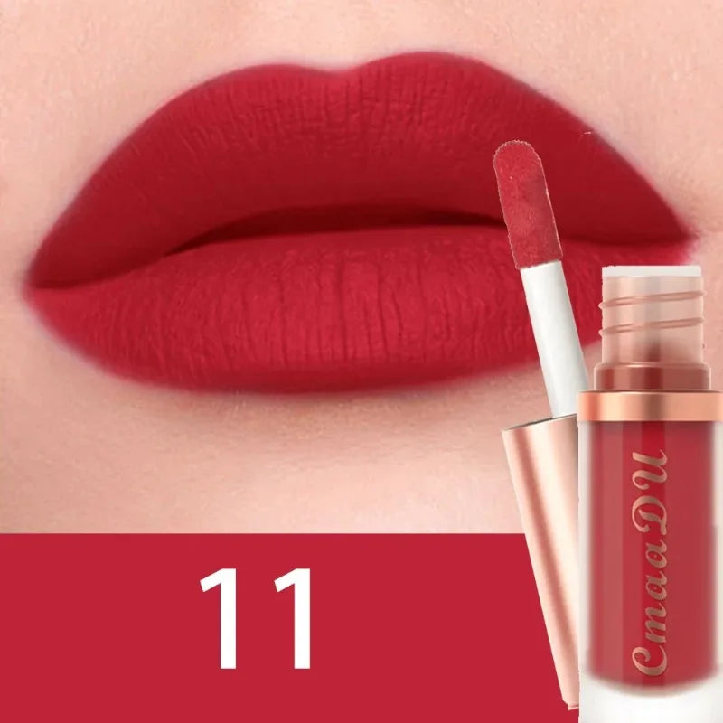 12 Colors Matte Velvet Lip Glaze Waterproof Liquid Lipstick Nude Brown Moisturizing Long Lasting Non-stick Cup Lip Gloss Makeup