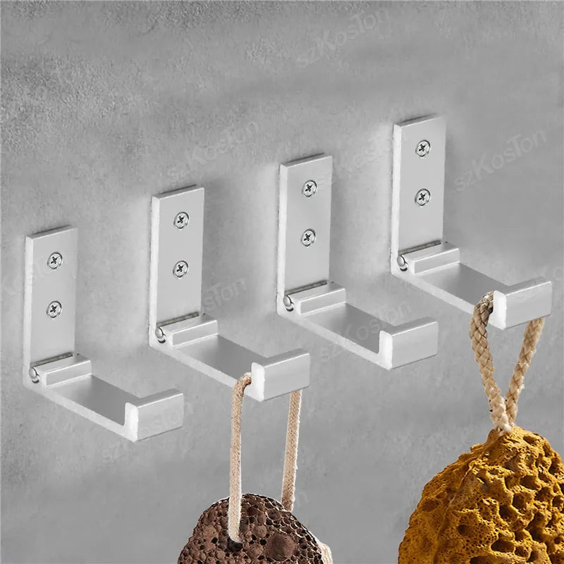 Folding Wall Hook Hidden Robe Towel Coat Hook Aluminum Alloy Hook for Home Kitchen Bathroom Black Sliver Towel Hanger