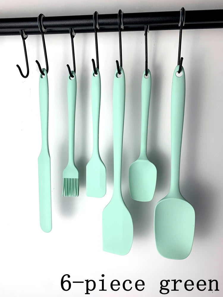 6pc Silicone Spatula set for baking-cake frosting kit with brush, non-stick scrapers & cream spreads |   cute kitchen gadgets