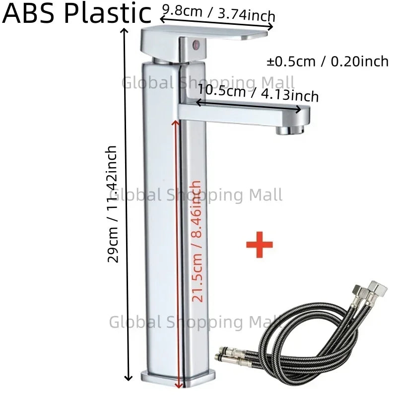Hot and Cold Bathroom Faucet Water Mixer Tap Single Handel Single Hole Deck Mounted Plastic Washbasin Bathtub Faucet G1/2
