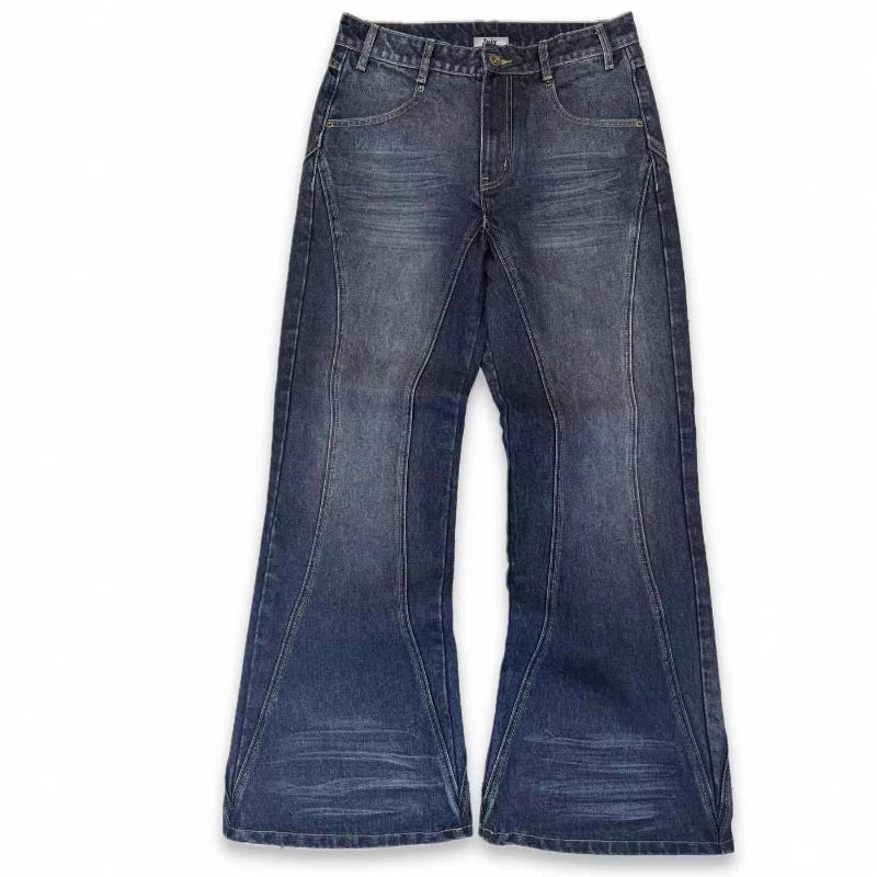 Mens Jeans Harajuku Vintage Streetwear Embroidery Hip Hop Denim Pants Washed Distressed Straight Leg Loose Fit Casual Unisex New