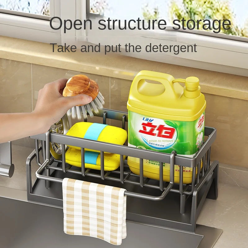 Kitchen Sink Drain Rack Organizer Plastic Self-draining Sink Shelf Soap Sponge Holder Dishcloth Towel Rack Filter Basket