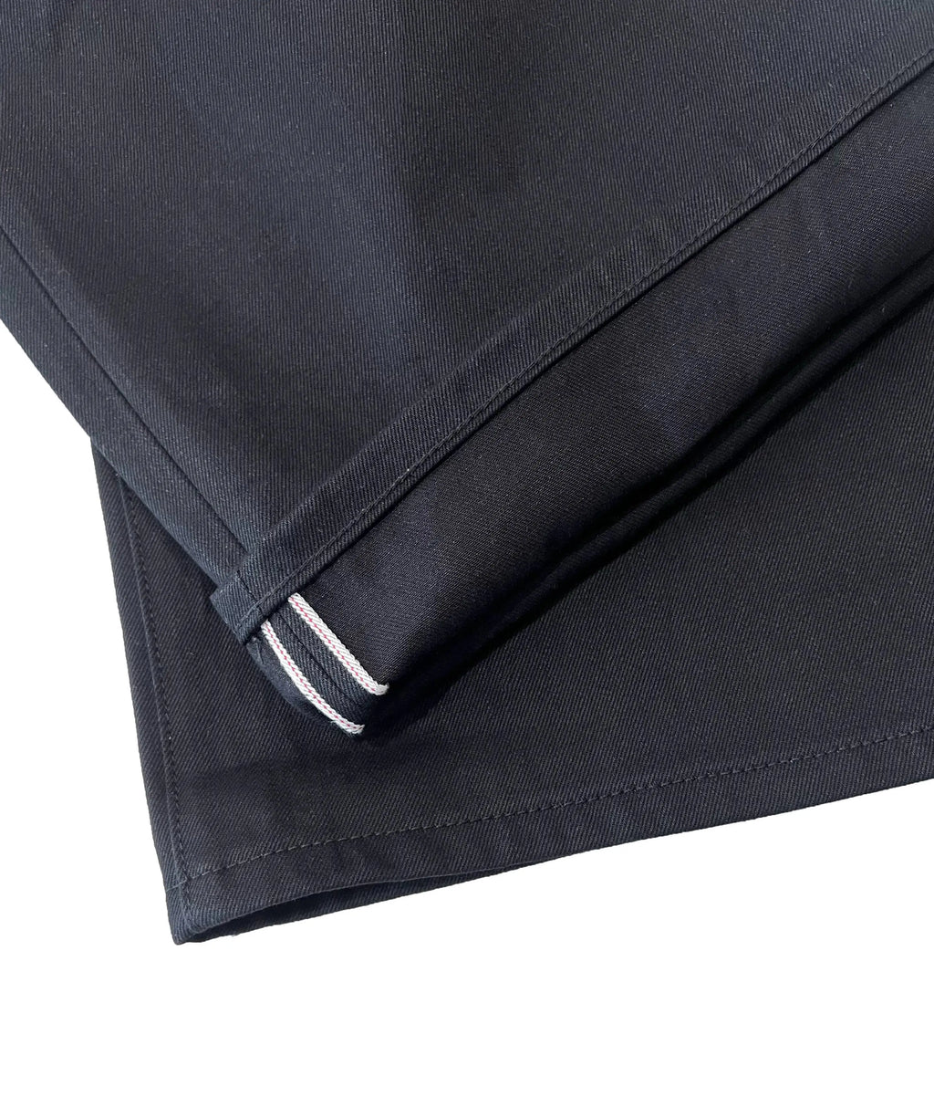 Black Raw Denim Jeans Baggy Pants Japanese Red Edge Raw Selvedge Fabric Straight Leg Men's Casual Trousers