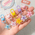 5Pcs Cute Color Cherry Blossom Resin Metal Key Chain For Women Girls Fashion Exquisite Key Bag Charm Jewelry Accessories Gifts