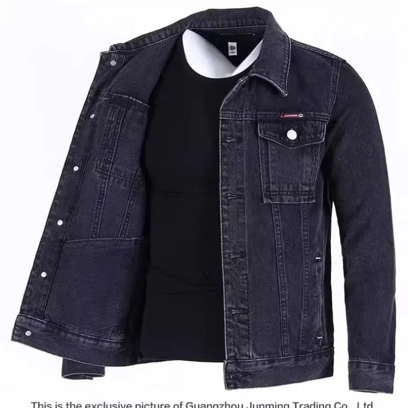 UNITIM Spring American Heavy Denim Men Workwear Coat Male Retro Streetwear Jeans Jackets Outdoor Classic Men Button Cow Boy Coat