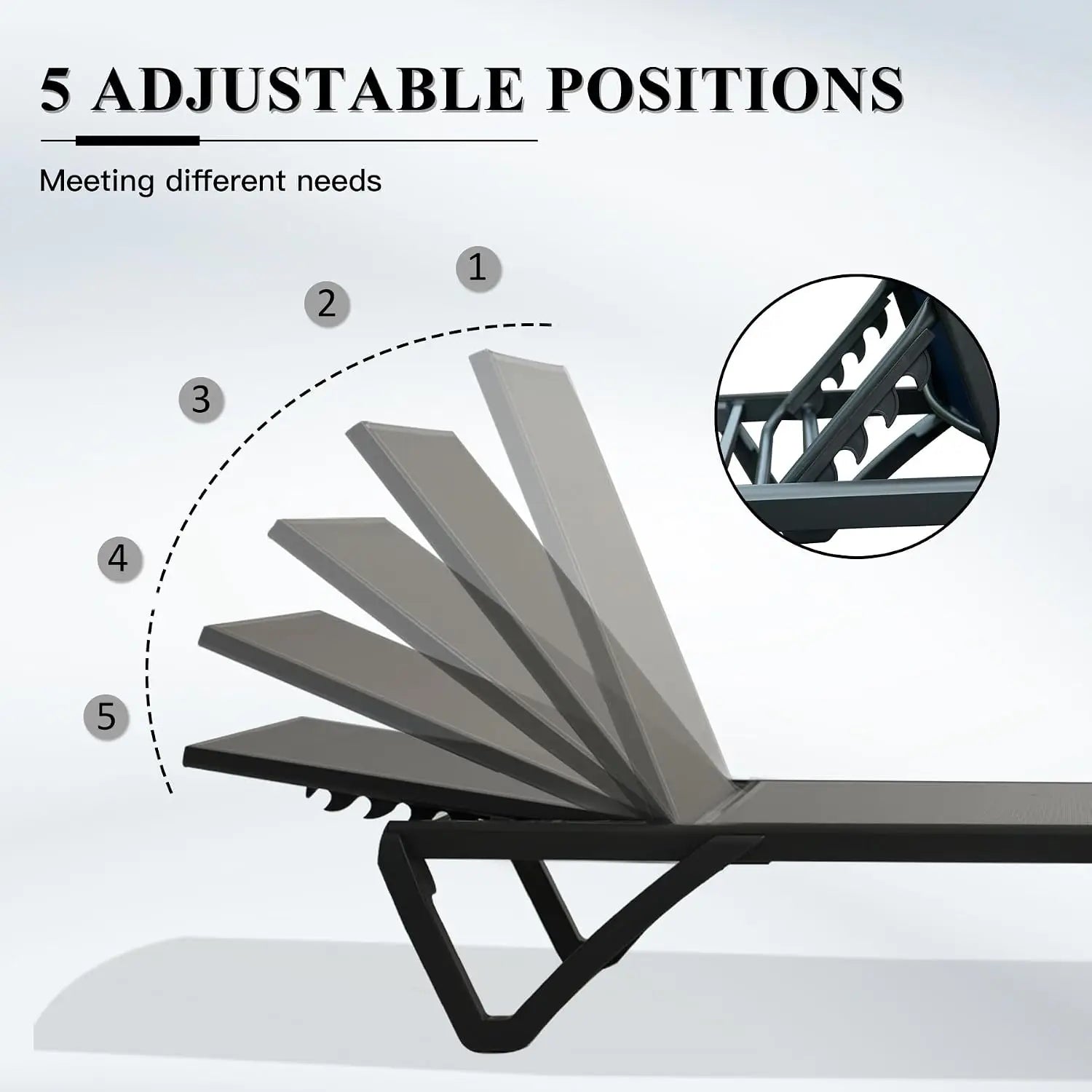 Aluminum Outdoor Chaise Lounge Set 2 with Table Wheels Adjustable Textilene All Weather Poolside Patio Deck, Customized