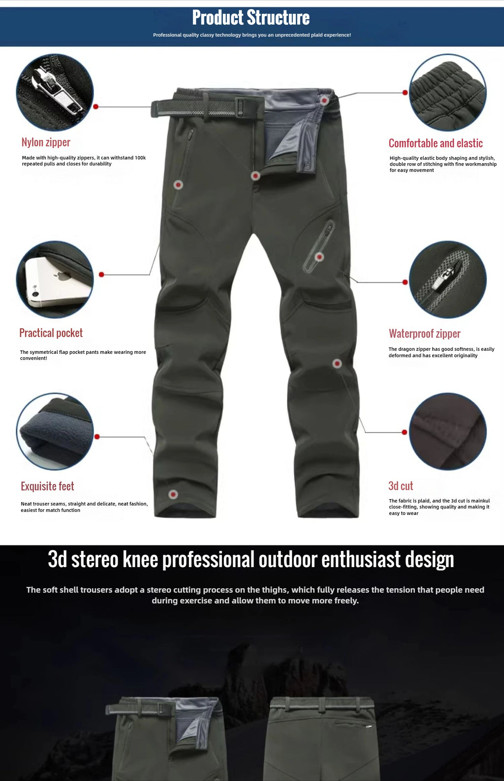 2026 Big Size Waterproof Pants Men Soft Shell Fleece Warm Trousers Male Outdoor Plus Large 9XL 4XL 8XL Work Winter Autumn Black