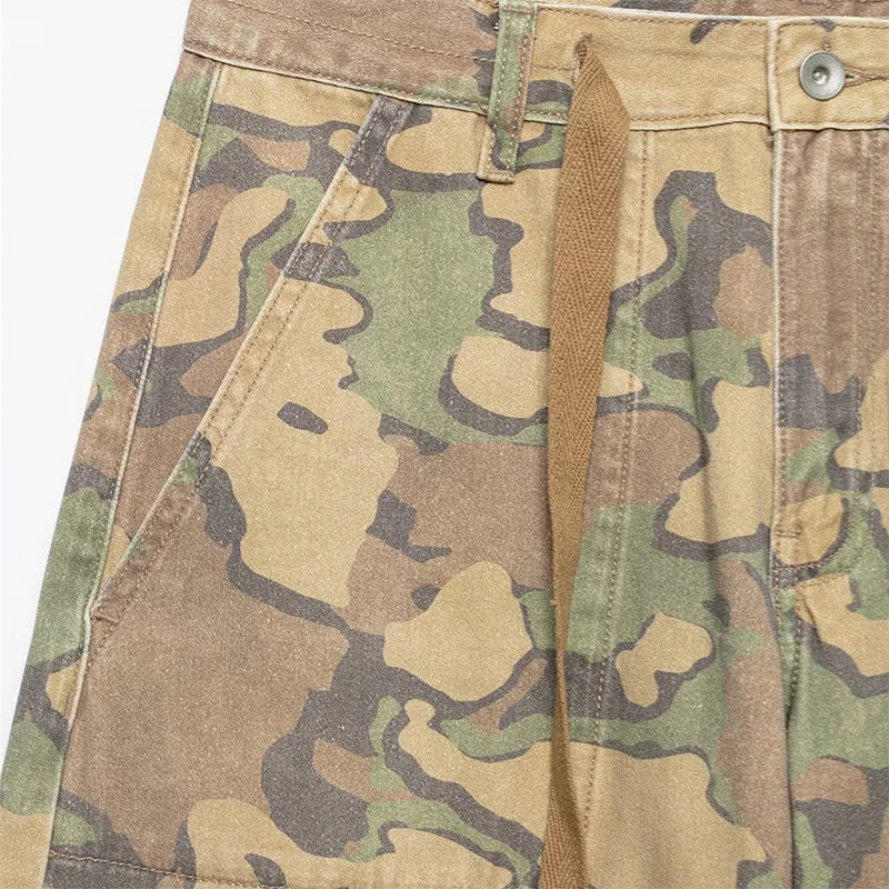 Camo Print Drawstring Waist Women Pants Wide Leg Loose Cut Drawstring Hem Relaxed Fit Casual Trouser Streetwear 2026 New Fashion