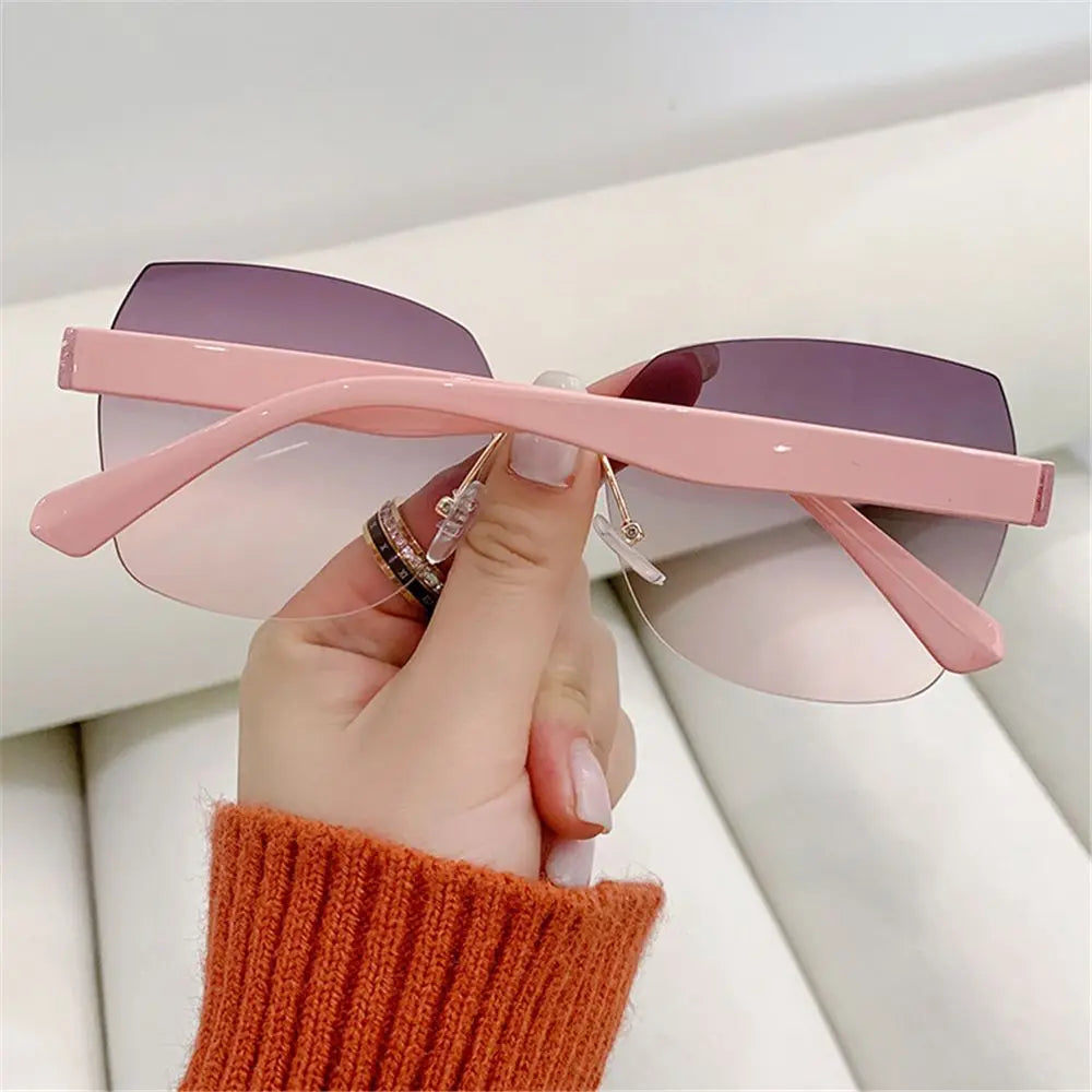 Vintage Rimless Sunglasses 2024 Women Gradient Sunglasses  Summer Shades Fashion UV400  Frameless Sun Glasses Ladies Eyeglasses