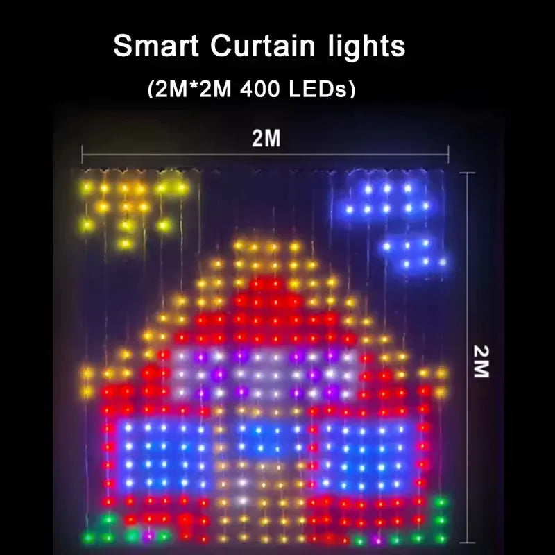 Smart LED Curtain Lights, 400 LEDs RGB+IC Color Changing Wall Lights, 9.84x9.84ft Indoor Dynamic DIY Pattern LED String Lights