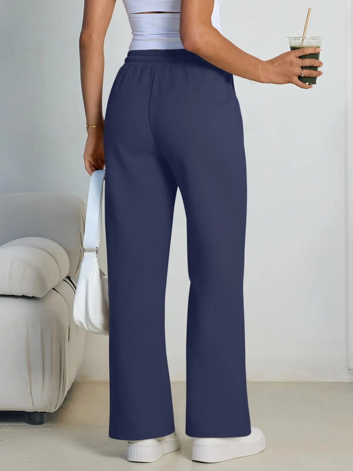 2026 new style women's wide-leg sports pants, with pockets, casual drawstring pants, suitable for pairing with casual wear and s