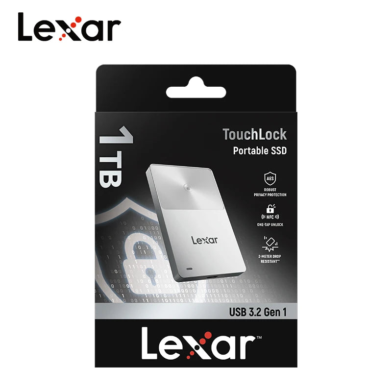 Lexar TouchLock Portable SSD Encryption Solid State Drive 512GB 1TB External Hard Drive USB 3.2 Type-C PSSD for iPhone 15 16 17