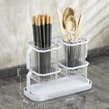 Kitchen Countertop Cutlery Holder Wall Mounted Kitchen Utensil Organizer Rack Knife Holder Spoon Fork Drain Storage Rack