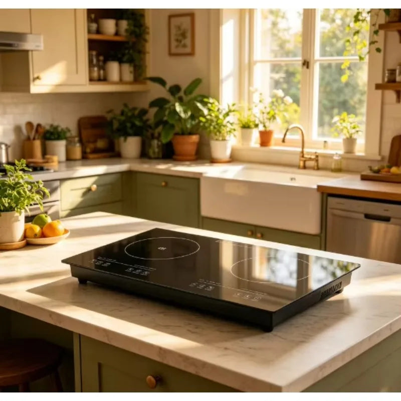 Airo Portable Built-in Double Burner Induction Cooker with Hotpot Function 4000-4999W Rapid Heating Waterproof Touch Control
