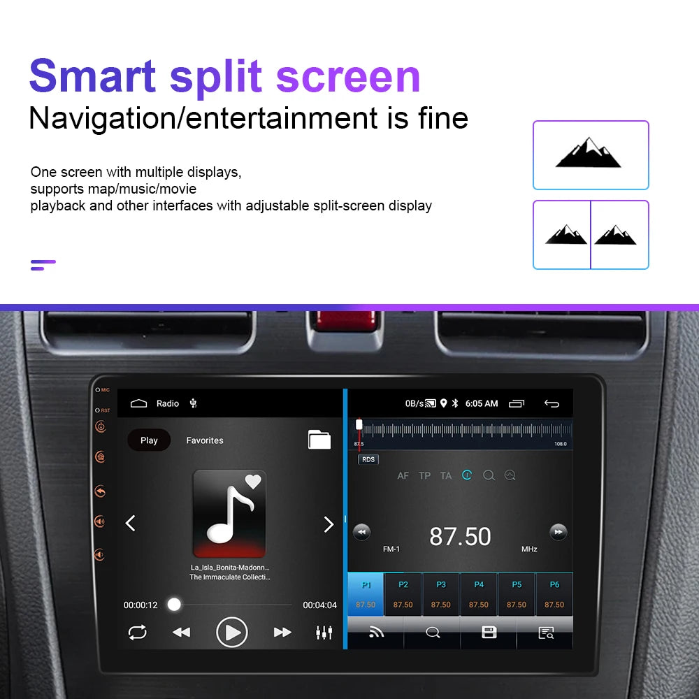 Podofo Android 12 Car Radio Androidauto Carplay 2 Din GPS Car Audio 7"/9"/10" WIFI BT Automotive Multimedia Player For VW Ford