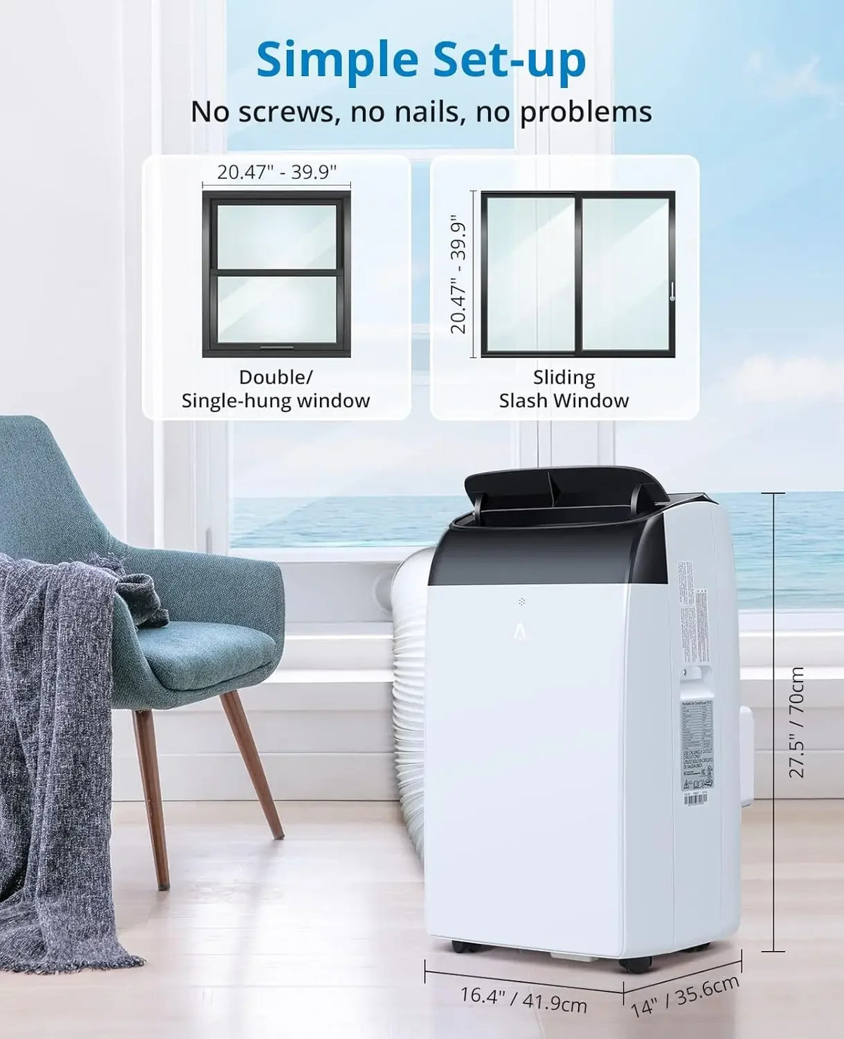 14000 BTU Portable Air Conditioner for 3-in-1 Free Standing Cooling AC Unit with Fan Dehumidifier Remote Control and Sleep