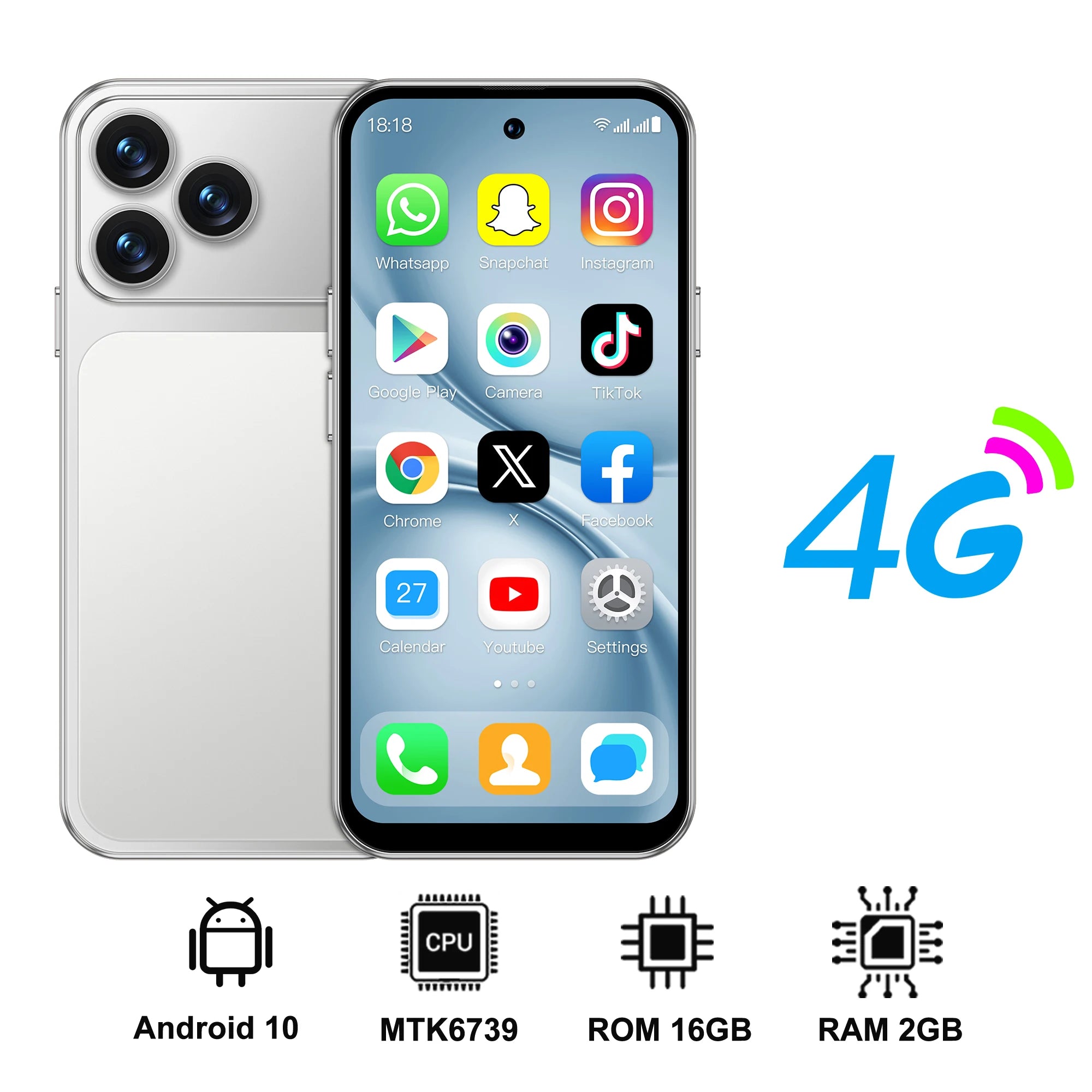 SERVO S45 PRO 4G LTE Mini Smartphone 4.5" Screen Android10.0 OS 3GB+64GB WiFi Hotspot 2MP Camera 2 SIM Card Pocket Smart Phones