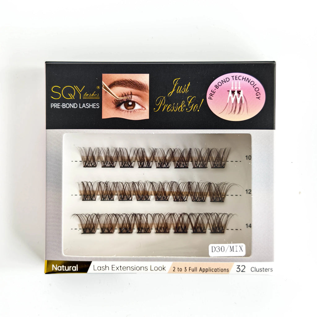 Press On Lash Clusters Self Adhesive Eyelashes Pre-Glued Cluster Lashes Self Stick Eyelash Clusters Pre-Bond DIY Lash Reusable
