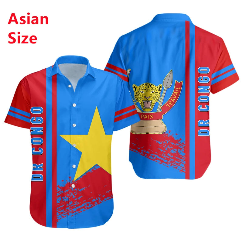 New Summer 3D Congo National Flag Printing Mens Shirt Graphic Short Sleeves Women Clothing Fashion Harajuku Tops Man Shirt Tees