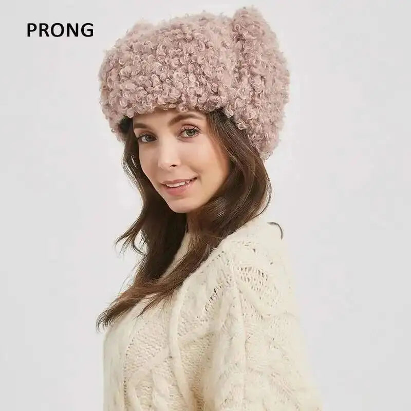 Winter Warm Bomber Hat Women Lamb Wool Faux Fur Hats Outdoor Thicken Earflap Caps Autumn Winter Ear Protect Ski Hat