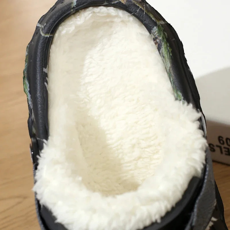 Winter Men Clogs Slippers Warm Furry Slippers Soft Home Cotton Shoe EVA Fluff Slides Casual Outdoor Comfortable Plush Fur Clogs