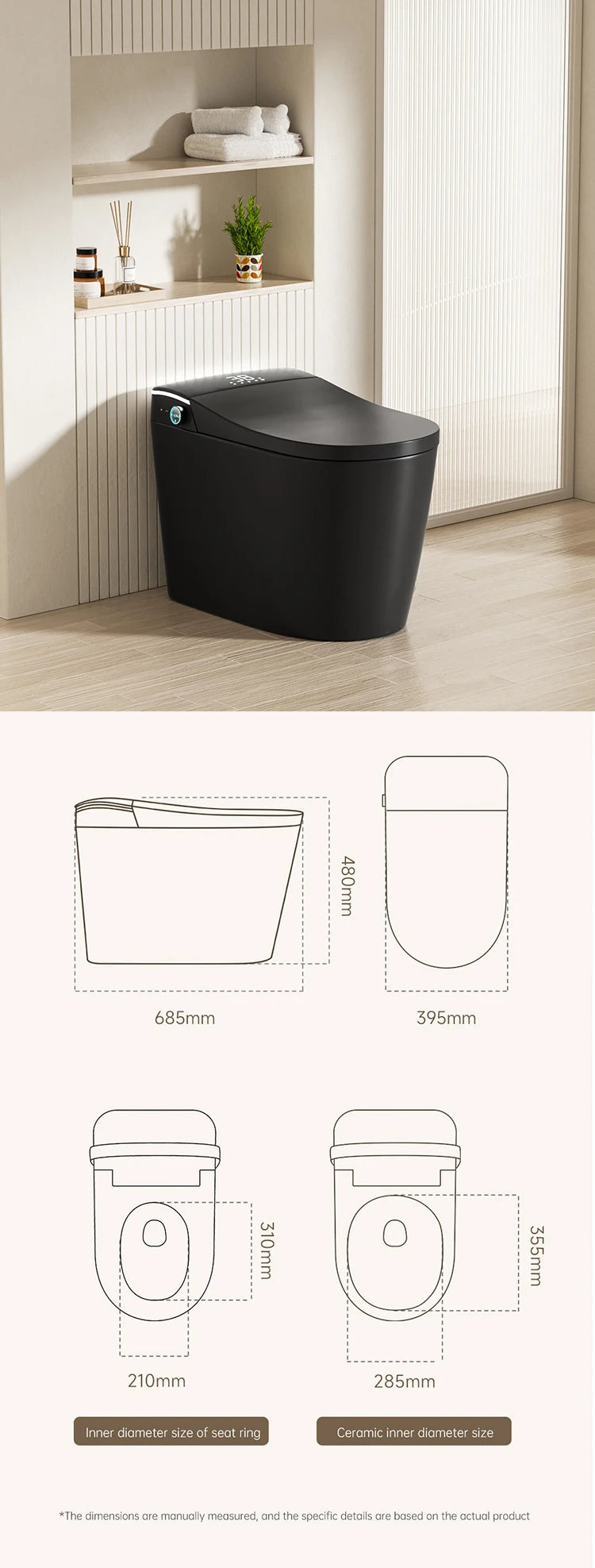 Modern Luxury Auto Sensor Flush European Bathroom Ceramic Automatic Wc Black Smart Toilet