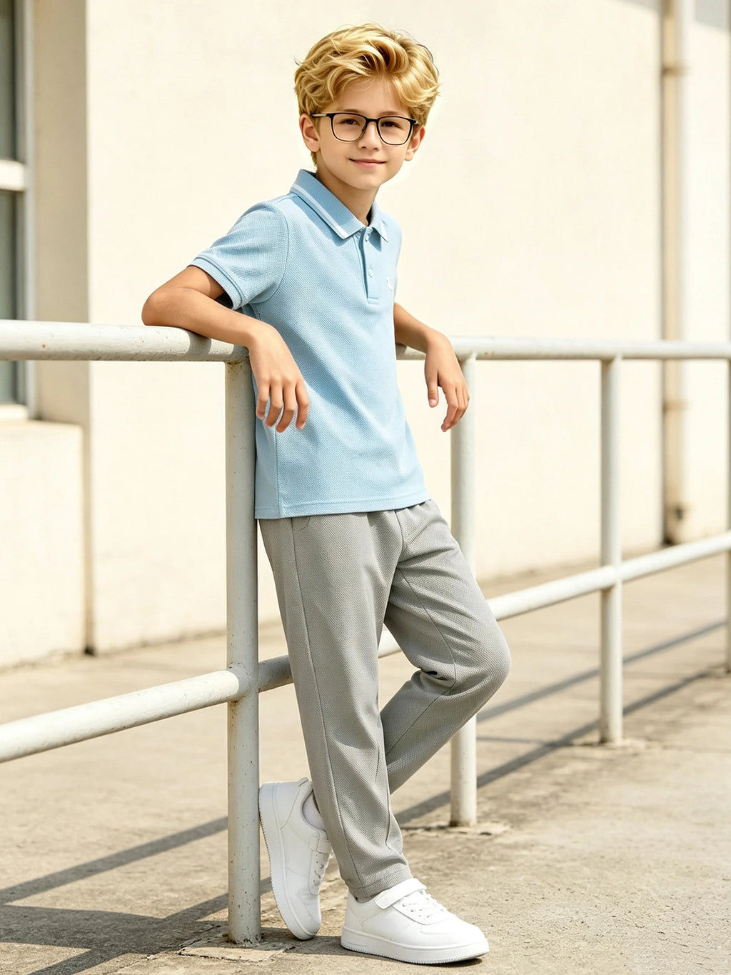 2-piece Summer Children's Casual Suit For Boys Cool Polo Short Sleeved Top Comfortable Solid Color Pocket Pants Trendy Clothing