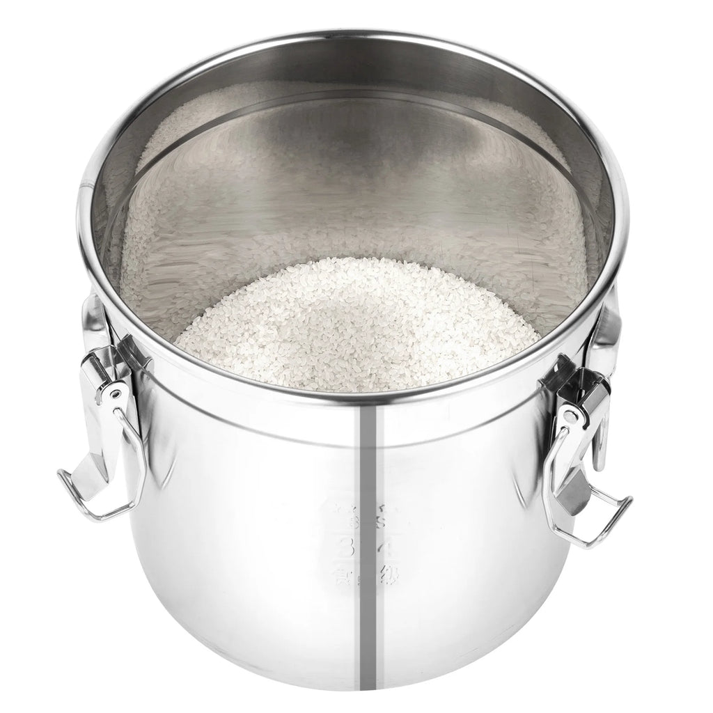 Bymaocar 12L 304 Stainless Steel Cereal Container Metal Kitchen Rice Oil Storage Bucket Airtight Durable, Corrosion Resistant