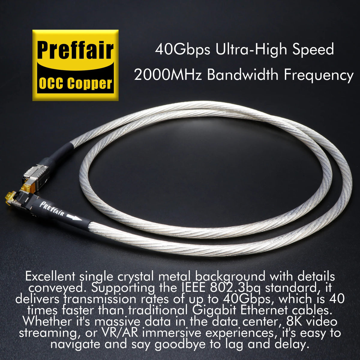 Ethernet Cable CAT8 40Gbps 2000MHz OCC Copper Network Cable Gold Plated Rj45 Lan Cord Patch Wire for Game Laptops PS 5/4 Router
