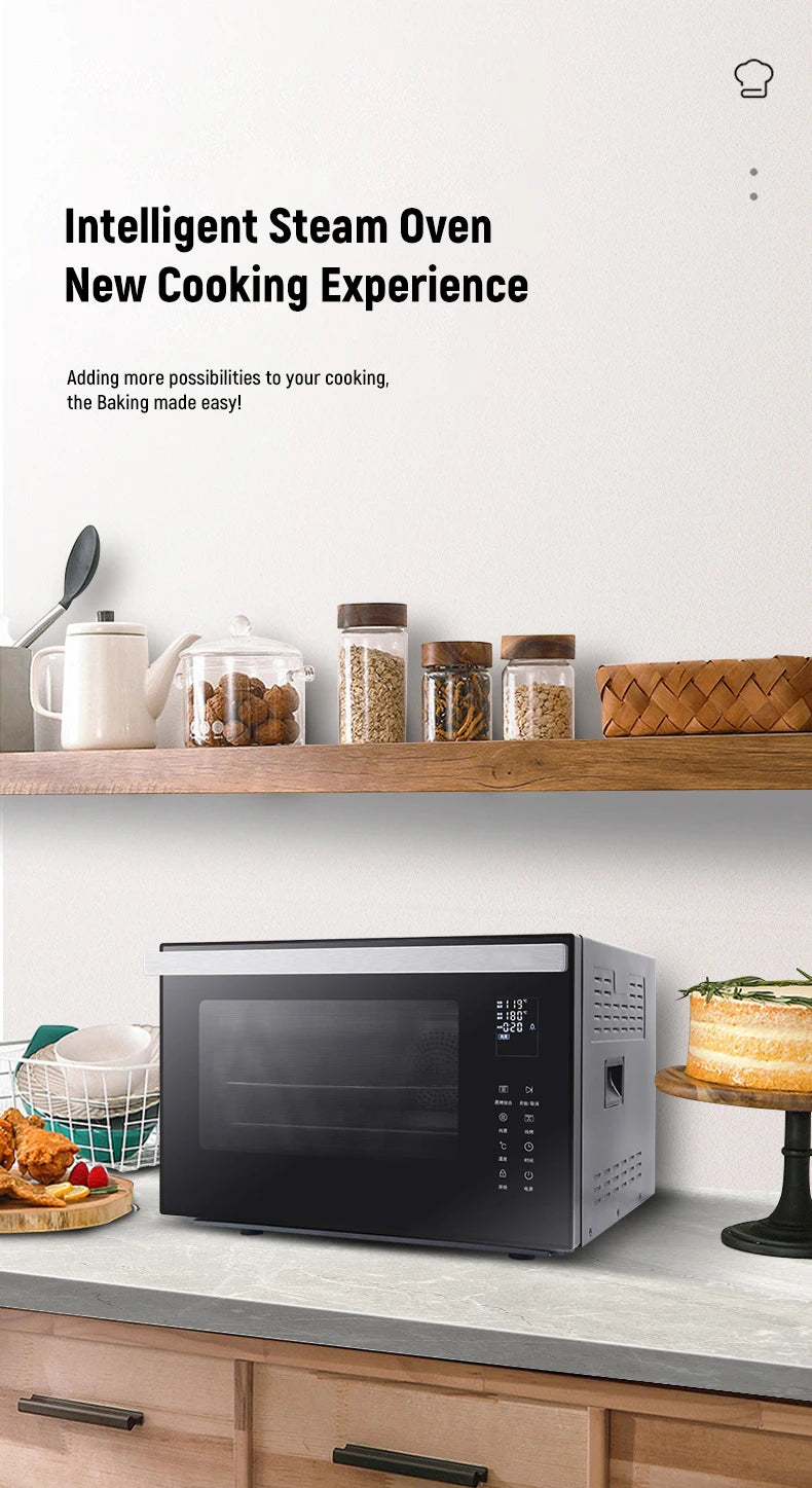 40L Countertop Smart Combi Steam Oven Bread Convection Bakery Electric Toasters Pizza Oven For Baking