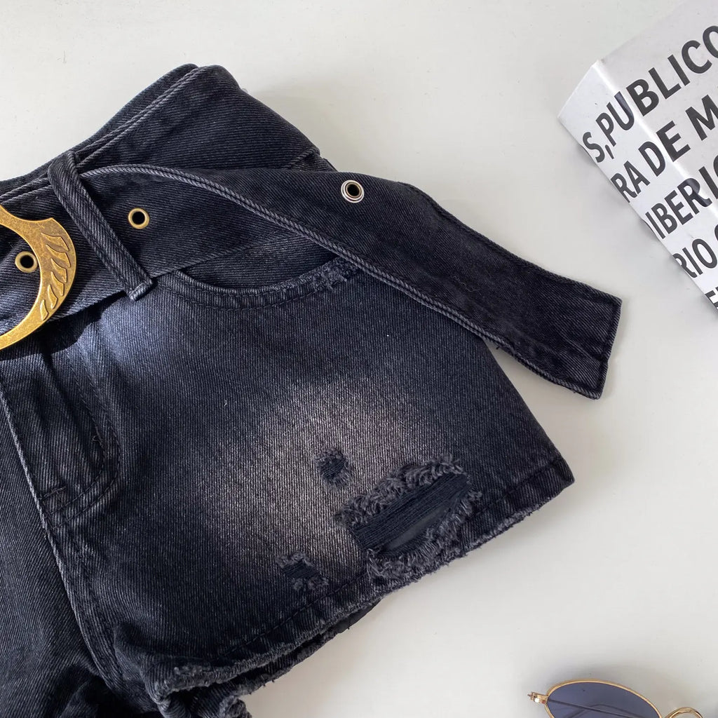 American Retro High Waist Denim Shorts Women Summer Ripped Mini Hot Girl Style Street Fashion Versatile Daily Casual Jeans Women
