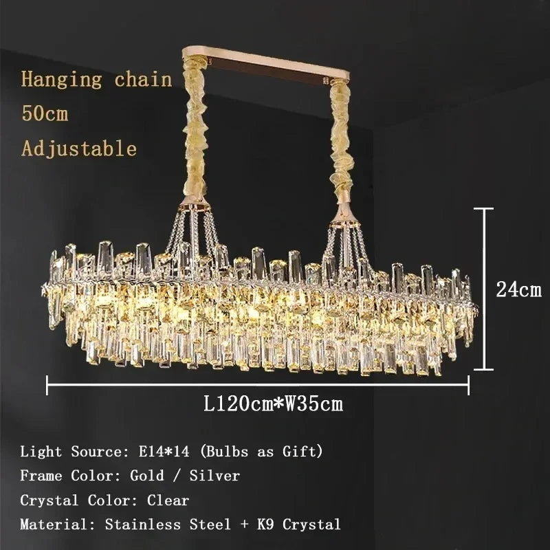 Modern Luxury Led Lights Clear Crystal Chandeliers for Living Room Villa Bedroom Dining Room Art Home Decoration Pendant Lamps