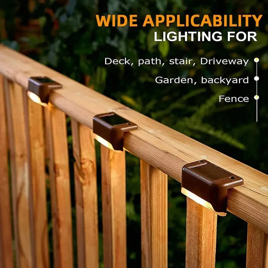 1/4PCS Solar LED Deck Lights Waterproof Outdoor Step Fence Lighting for Patio Yard Stairs Automatic Dusk-to-Dawn L-Shaped Design