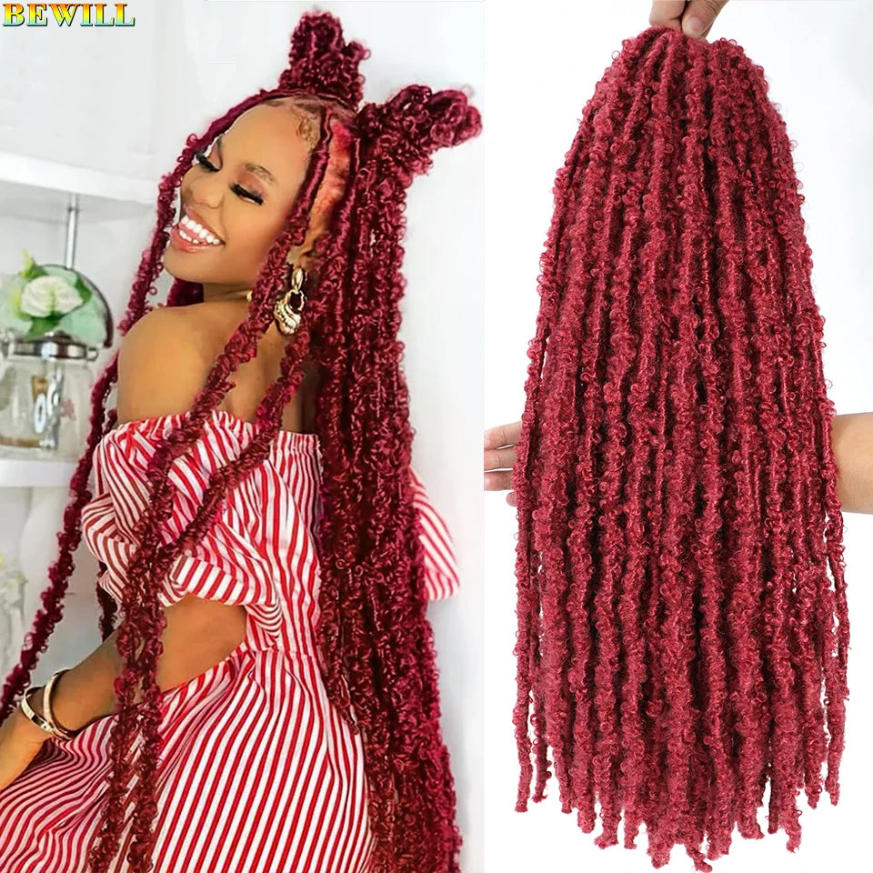 BEWILL 12 14 18 24 Inch Butterfly Locs Crochet Hair Pre-looped Synthetic Distressed Faux Braids Hair Soft Locs Goddess Locs Hair