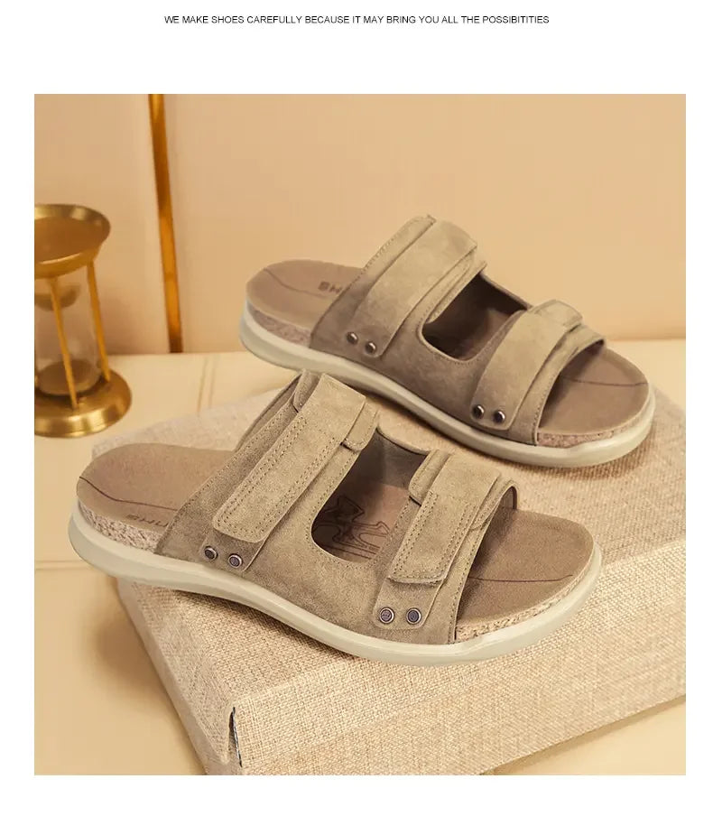 Men's Sandals Premium Comfortable Non-slip Brown Casual Outdoor Walking Beach Shoes For Adult