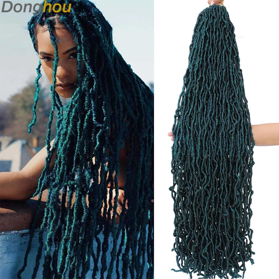 18”24”36” Mix Green New Faux Locs Crochet Hair Synthetic Curly Dreadlocks Hair Extensions Faux Cheveux Soft Locs Crochet Braids