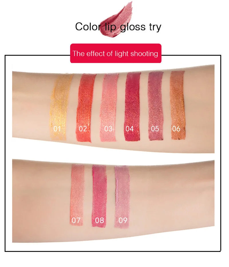 9 Colors Golden Glitter Matte Velvet Nude Metal Lipstick Shimmer Sexy Red Pigments Makeup Long Lasting Waterproof Profissional