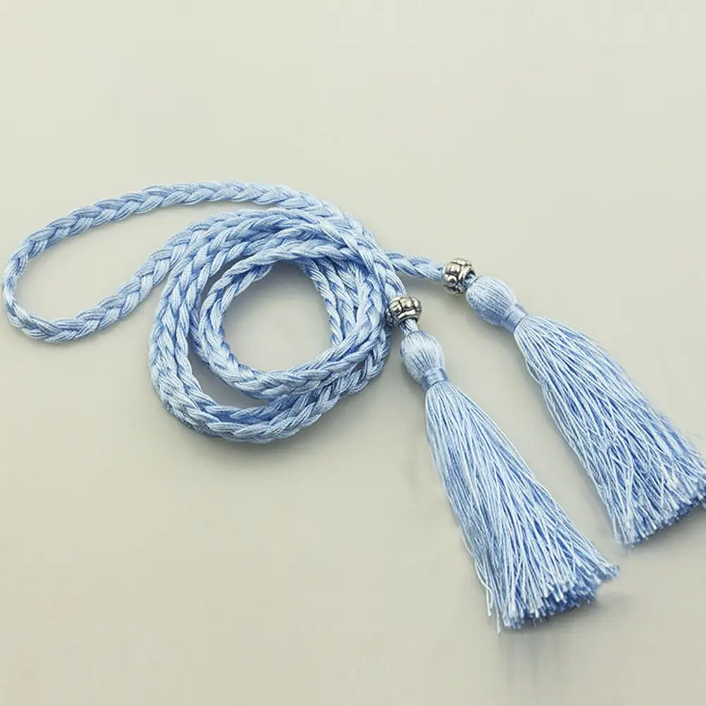 160cm Thin Bow Tassle Dress Woven Rope Tassles Belts Waist Chain Braided Belts Waist Rope