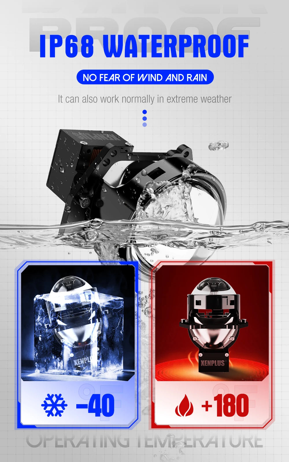Hot Sale Xenplus High Quality Car Headlamp Lp37 180w 50000lm 6500k Ip68 Big Power Super Bright Bi Led Headlight Projector