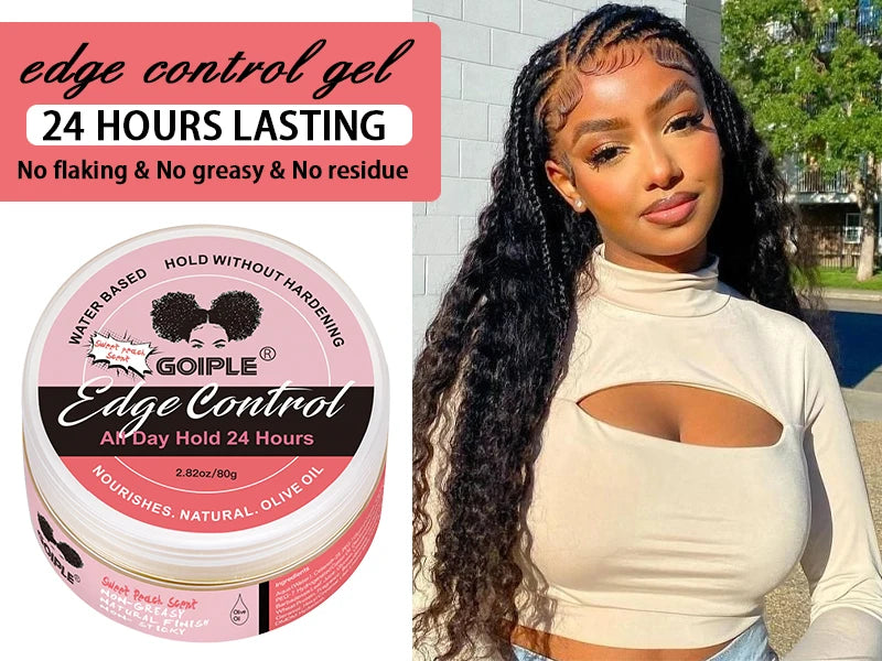 80g Extra Hold Edge Control Gel for Wig 4c Hair 24 Hour Long Lasting Control Gel No-greasy Edge Smoothing Break Hair Styling Wax