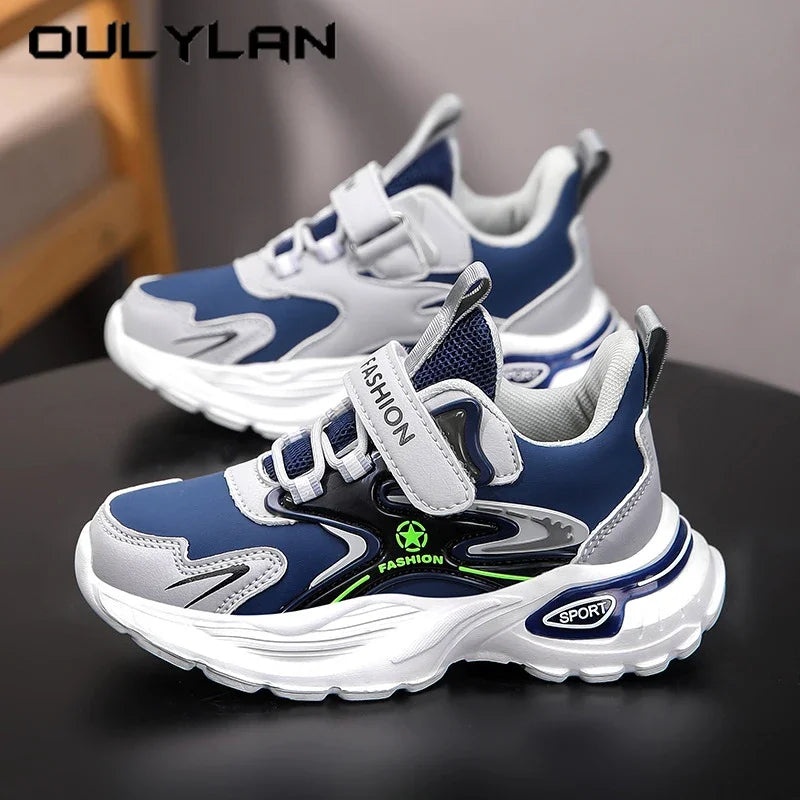 2026 Four Season Universal Children's Shoes Synthetic Leather Runshoes Boys Ordinary Thick Shoe Lightweight Shock Absorption Sne